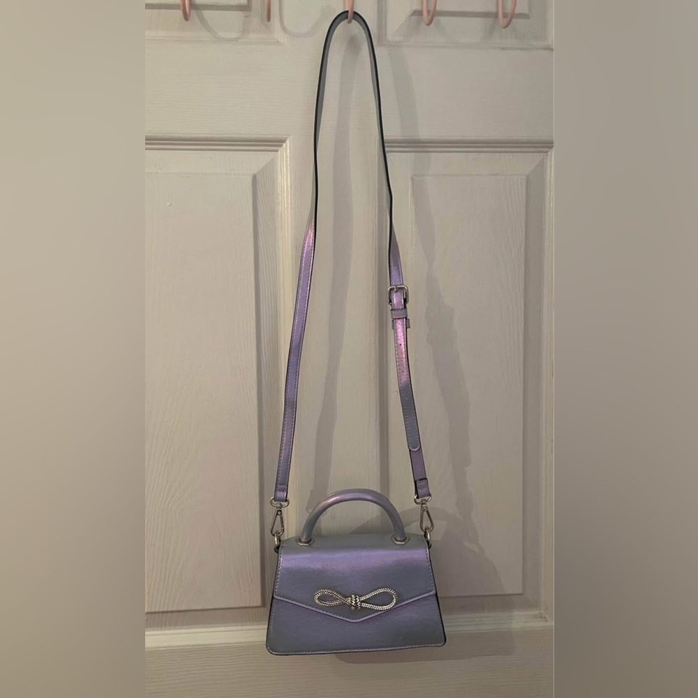 Aldo Purple Iridescent Crossbody Bag w Rhinestone Bow
